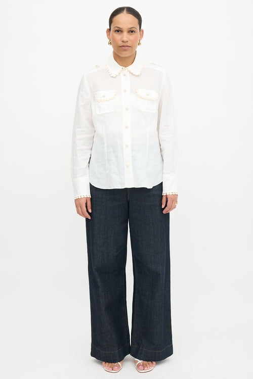Zimmermann Ramie Crochet Trimmed Shirt