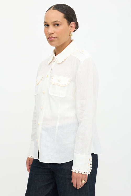 Zimmermann Ramie Crochet Trimmed Shirt