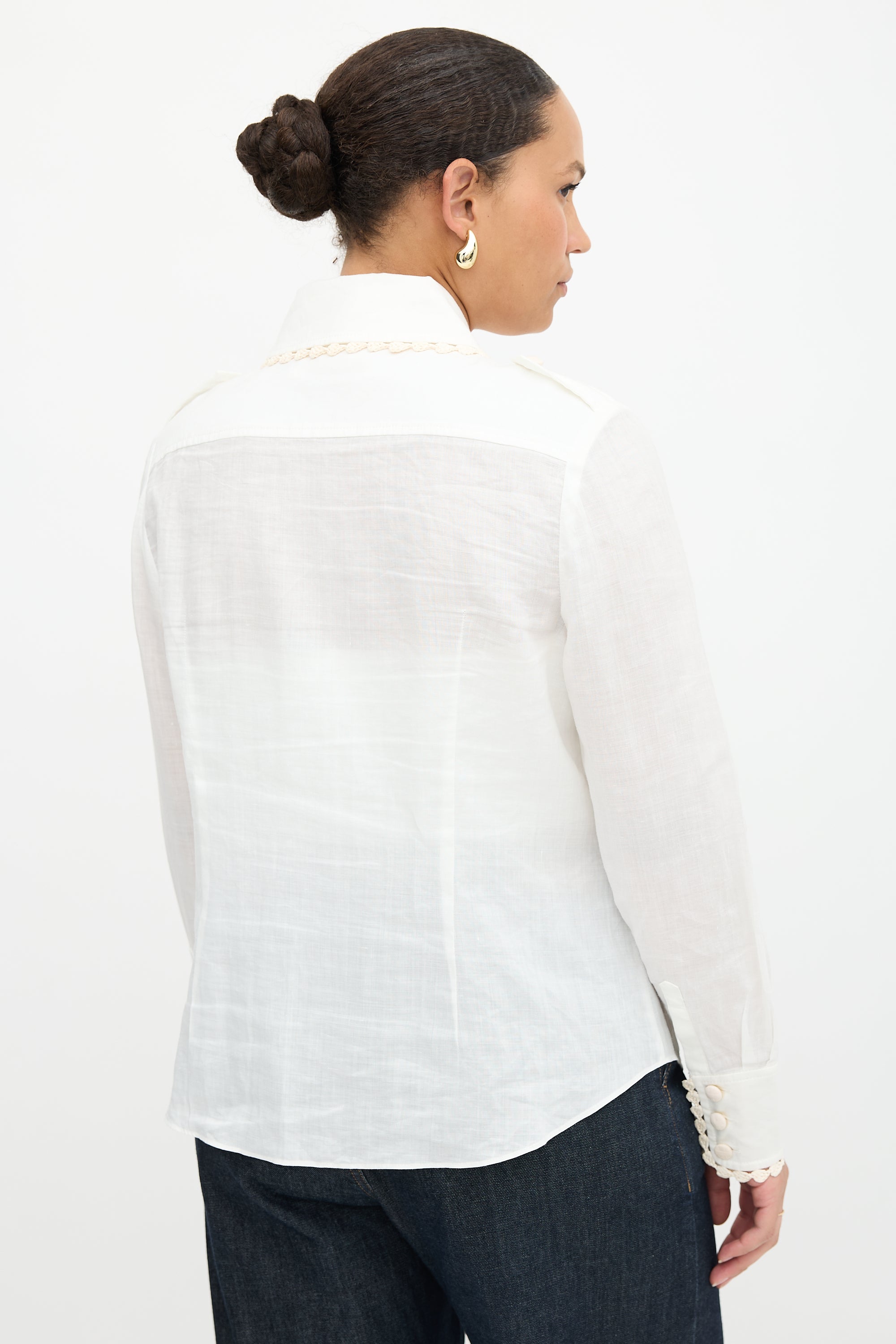 Zimmermann Ramie Crochet Trimmed Shirt