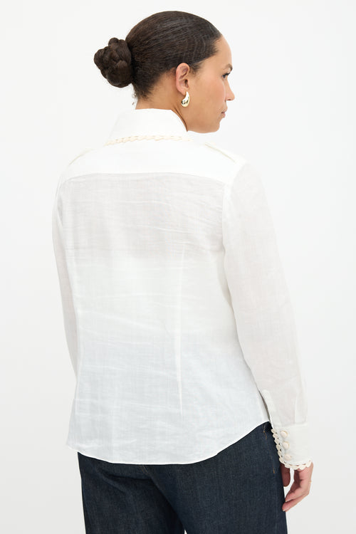 Zimmermann Ramie Crochet Trimmed Shirt
