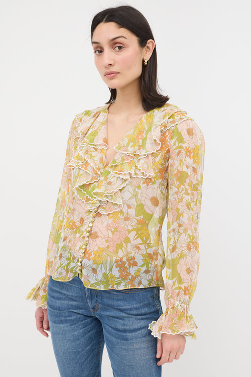 Zimmermann Resort 2020 Silk Floral Ruffle Blouse