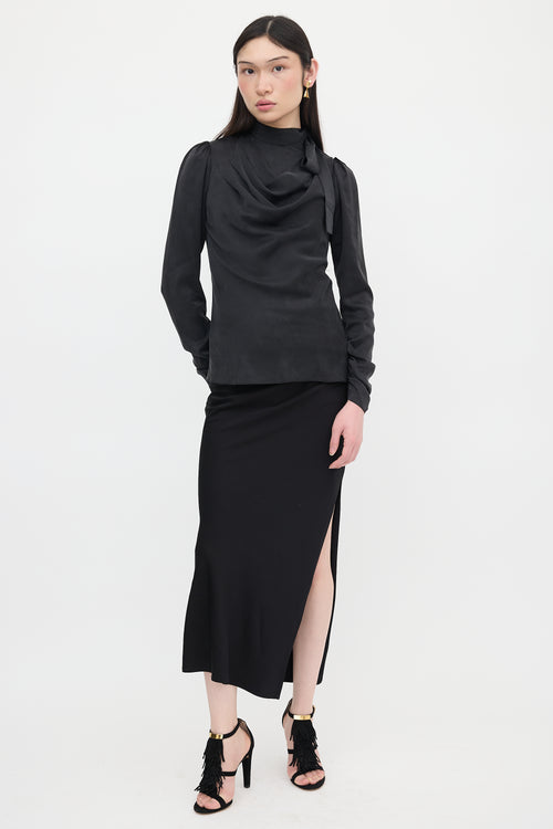 Zimmermann Silk Charmeuse Tie Collar Blouse