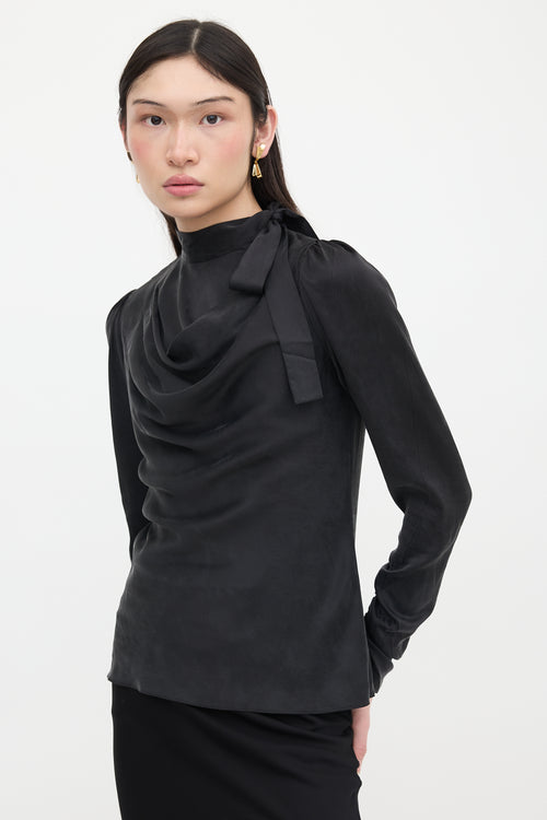 Zimmermann Silk Charmeuse Tie Collar Blouse