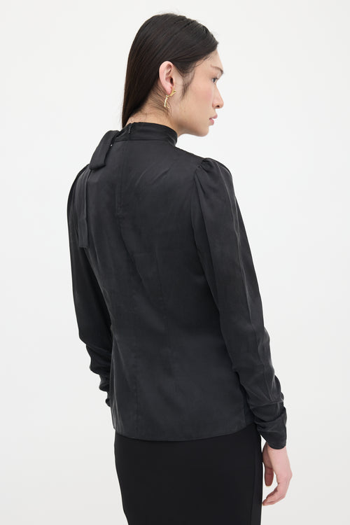 Zimmermann Silk Charmeuse Tie Collar Blouse
