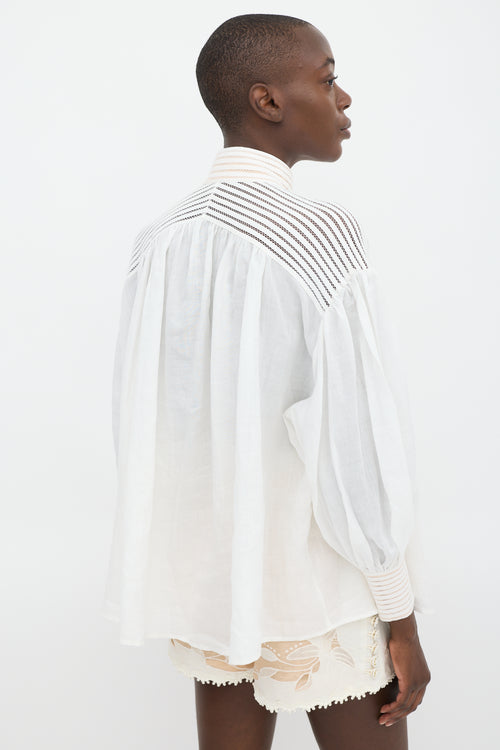 Zimmermann White & Beige Panelled Button Up Co-Ord Set