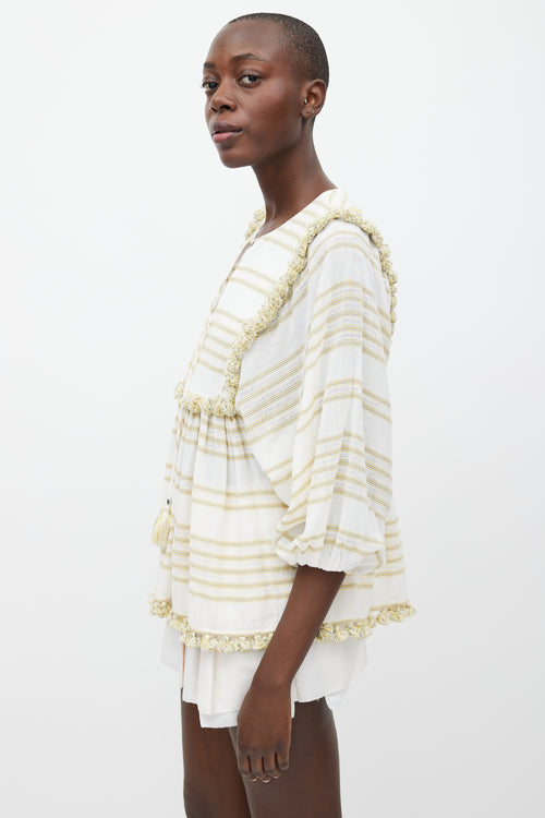 Zimmermann White & Yellow Striped Tassel Trim Top