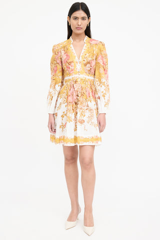 Floral Pleated Pattie Plunge Dress