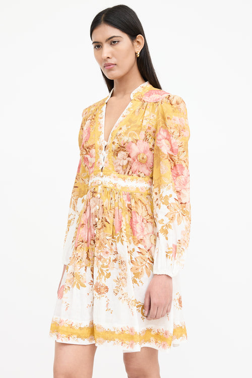 Floral Pleated Pattie Plunge Dress