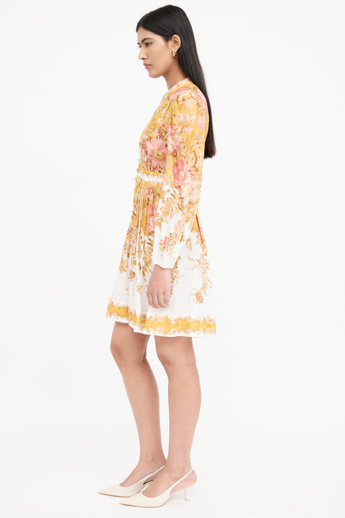 Floral Pleated Pattie Plunge Dress