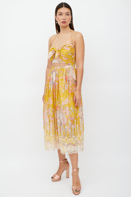 Zimmermann Yellow & Multicolour Floral Cut Out Dress