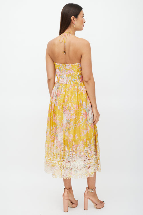 Zimmermann Yellow & Multicolour Floral Cut Out Dress