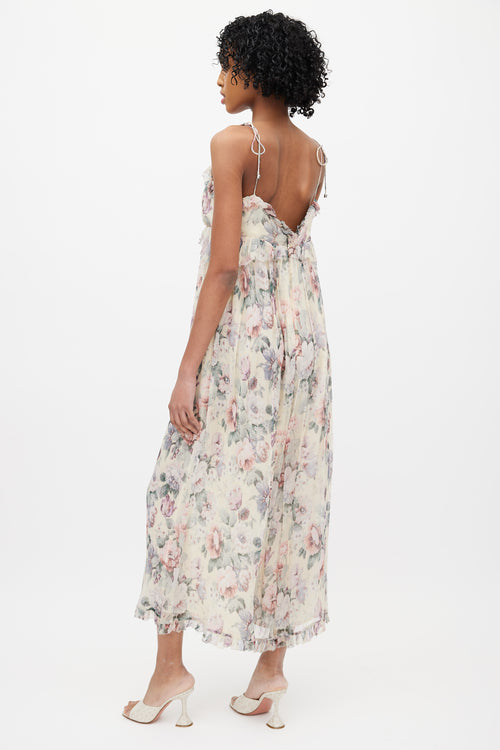 Zimmermann Yellow & Multicolour Floral Silk Jumpsuit