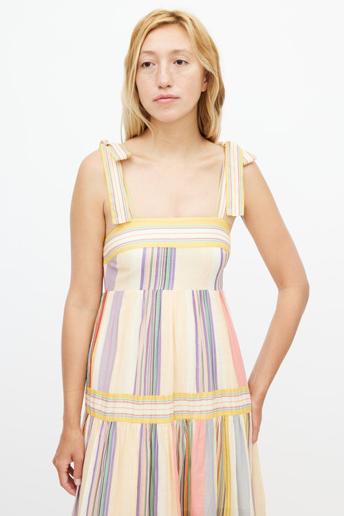 Zimmermann Yellow & Multicolour Striped Maxi Dress