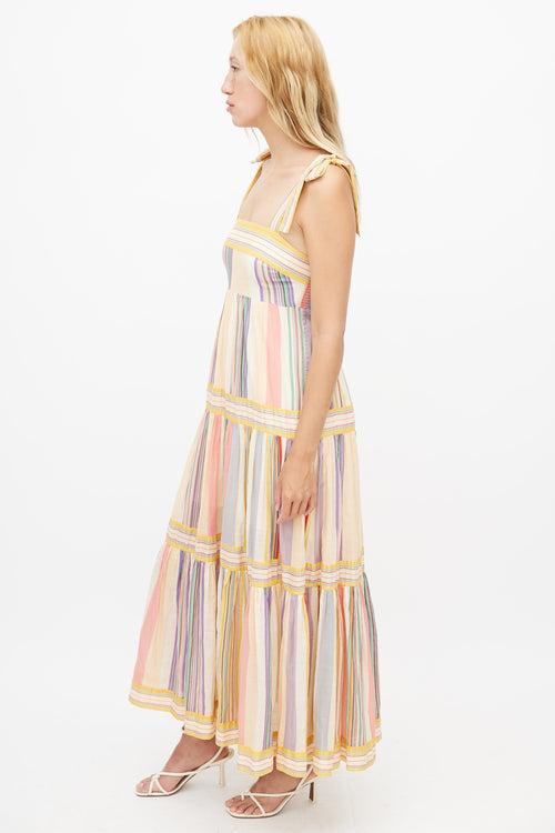 Zimmermann Yellow & Multicolour Striped Maxi Dress