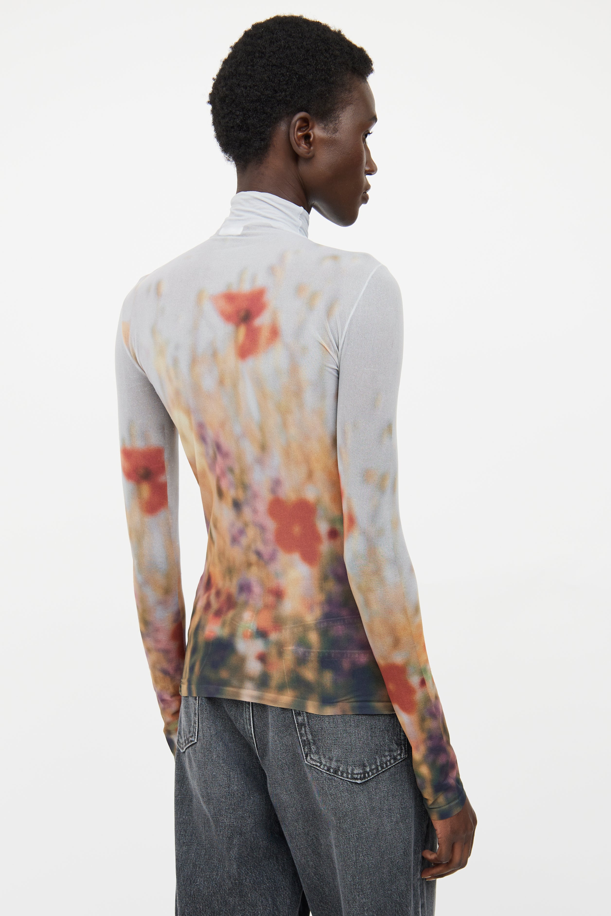 Acne Studios Orange & Multi Colour Sheer Turtleneck Top