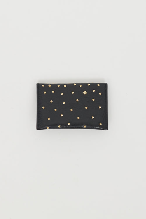 Alexander McQueen Black & Gold Leather Studded Skull Envelope Card Holder