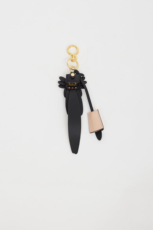Burberry Gold & Black Owl Keychain