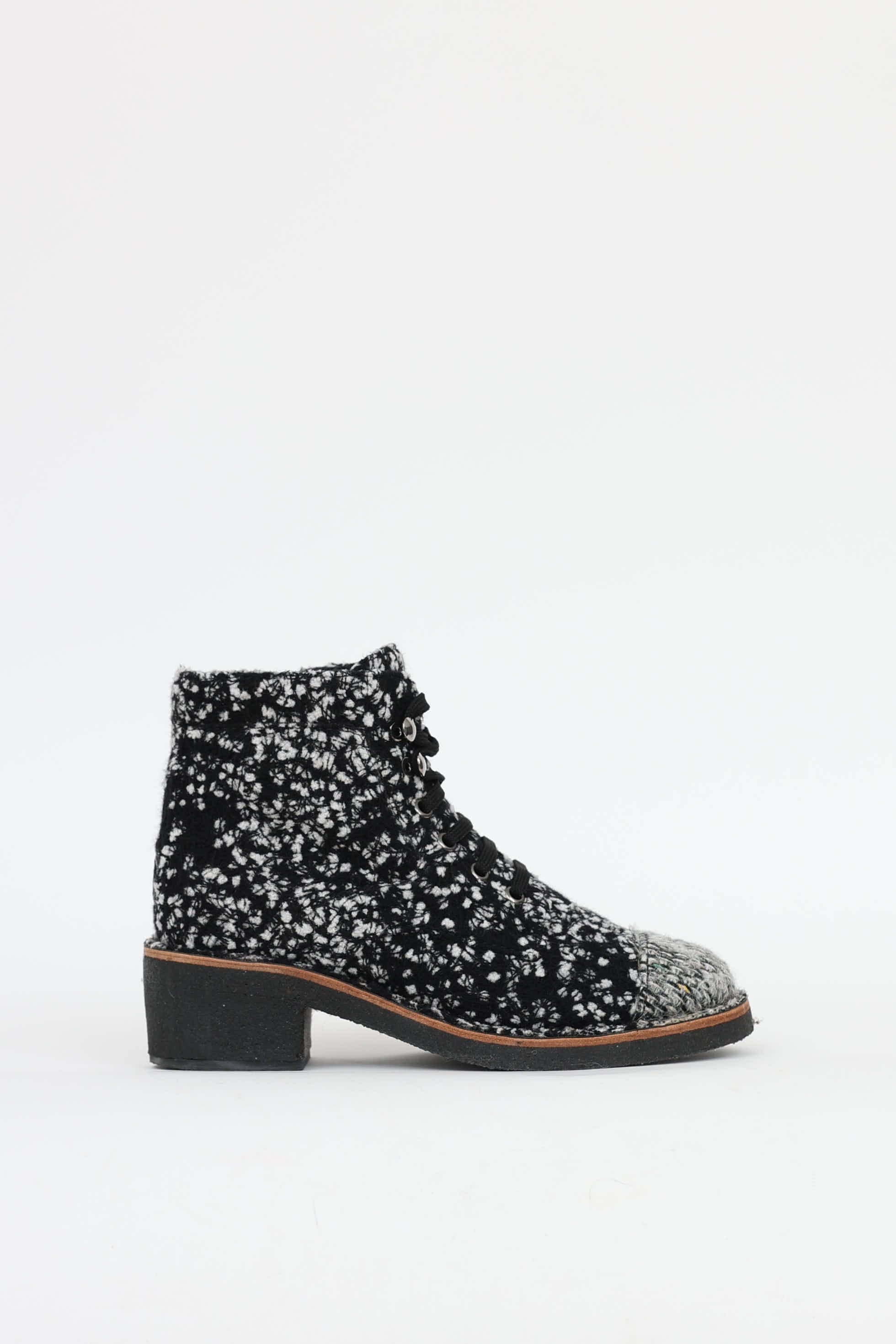 Chanel Tweed Zip Ankle Boot