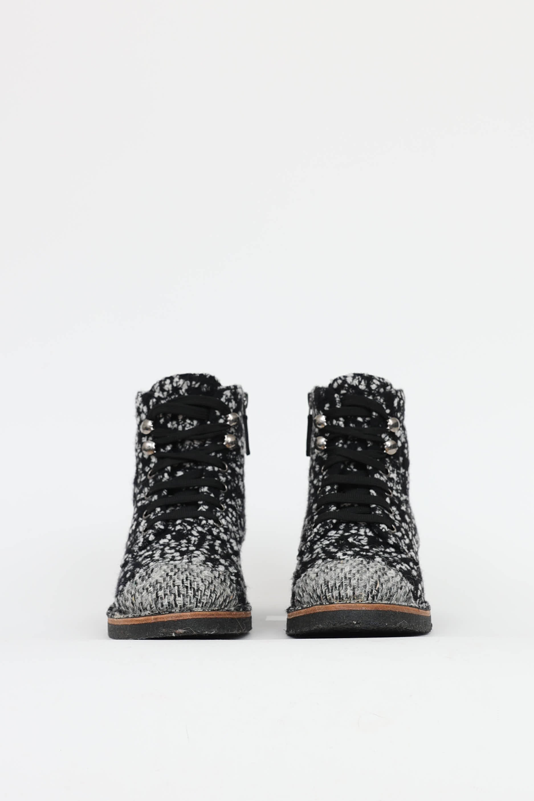 Chanel Tweed Zip Ankle Boot