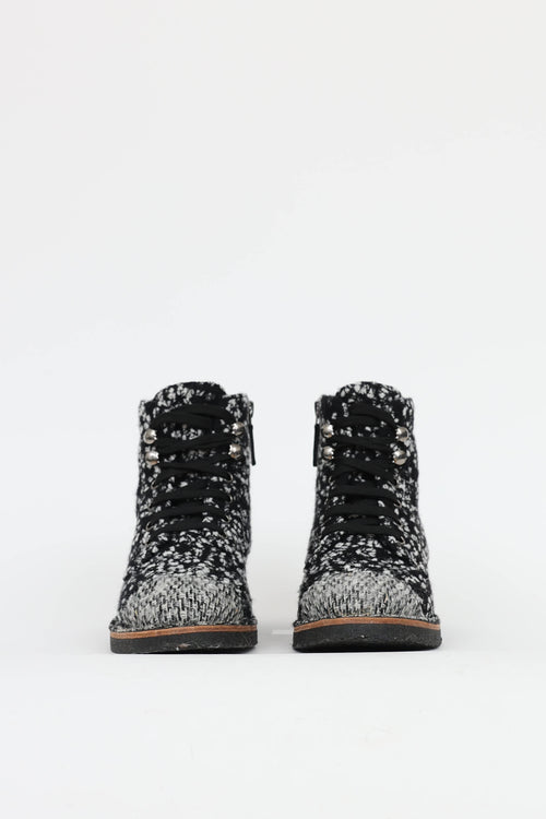 Chanel Tweed Zip Ankle Boot