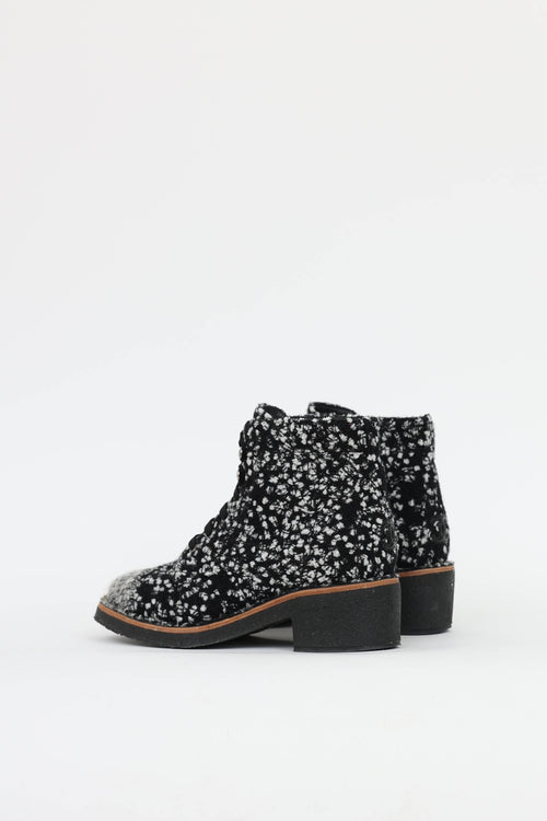 Chanel Tweed Zip Ankle Boot