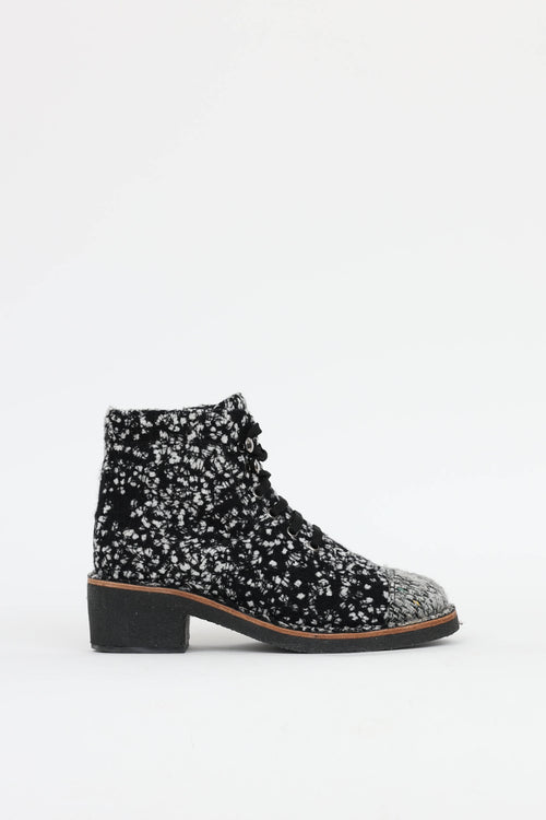 Chanel Tweed Zip Ankle Boot