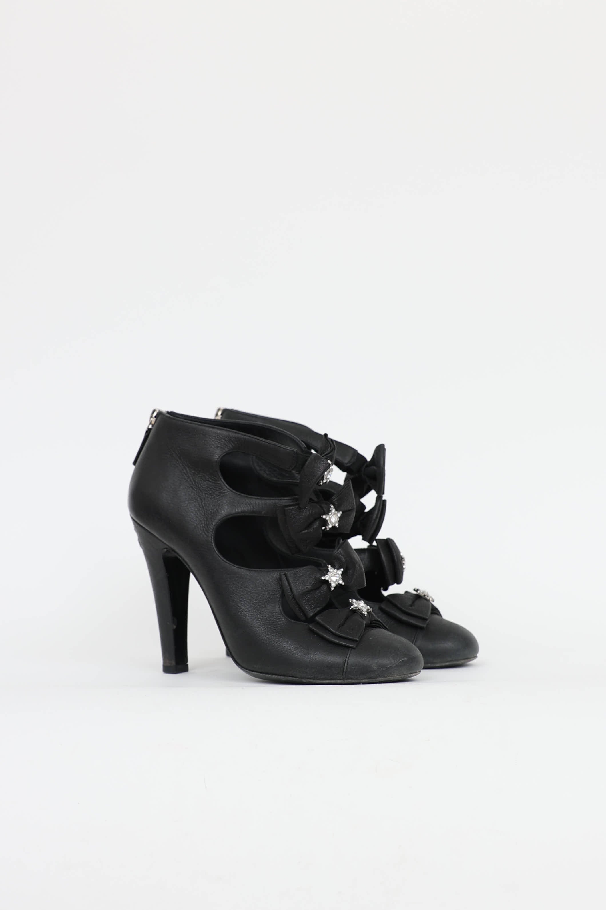 Chanel Embellished Bow Booties