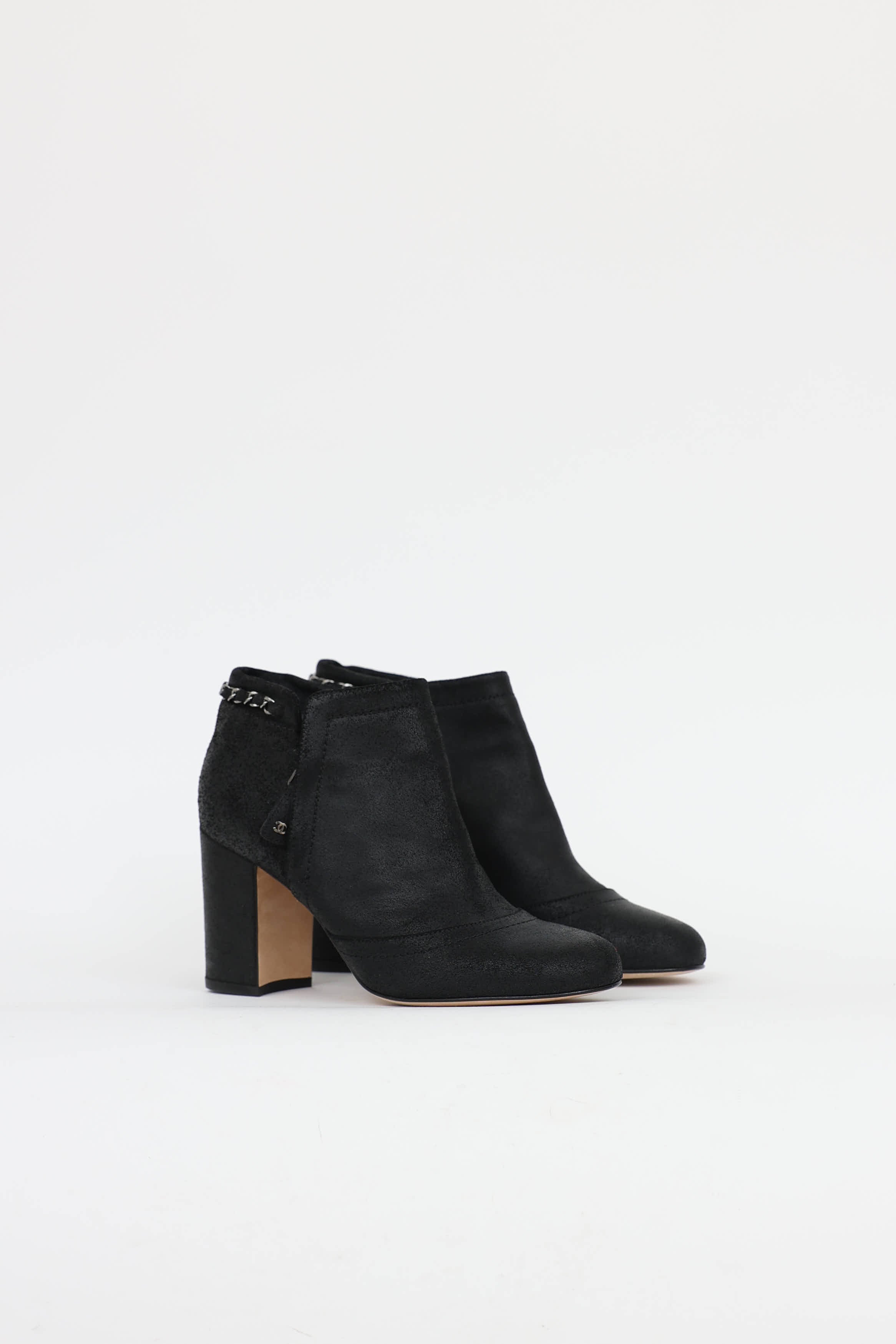 Chanel Suede Chainlink Bootie
