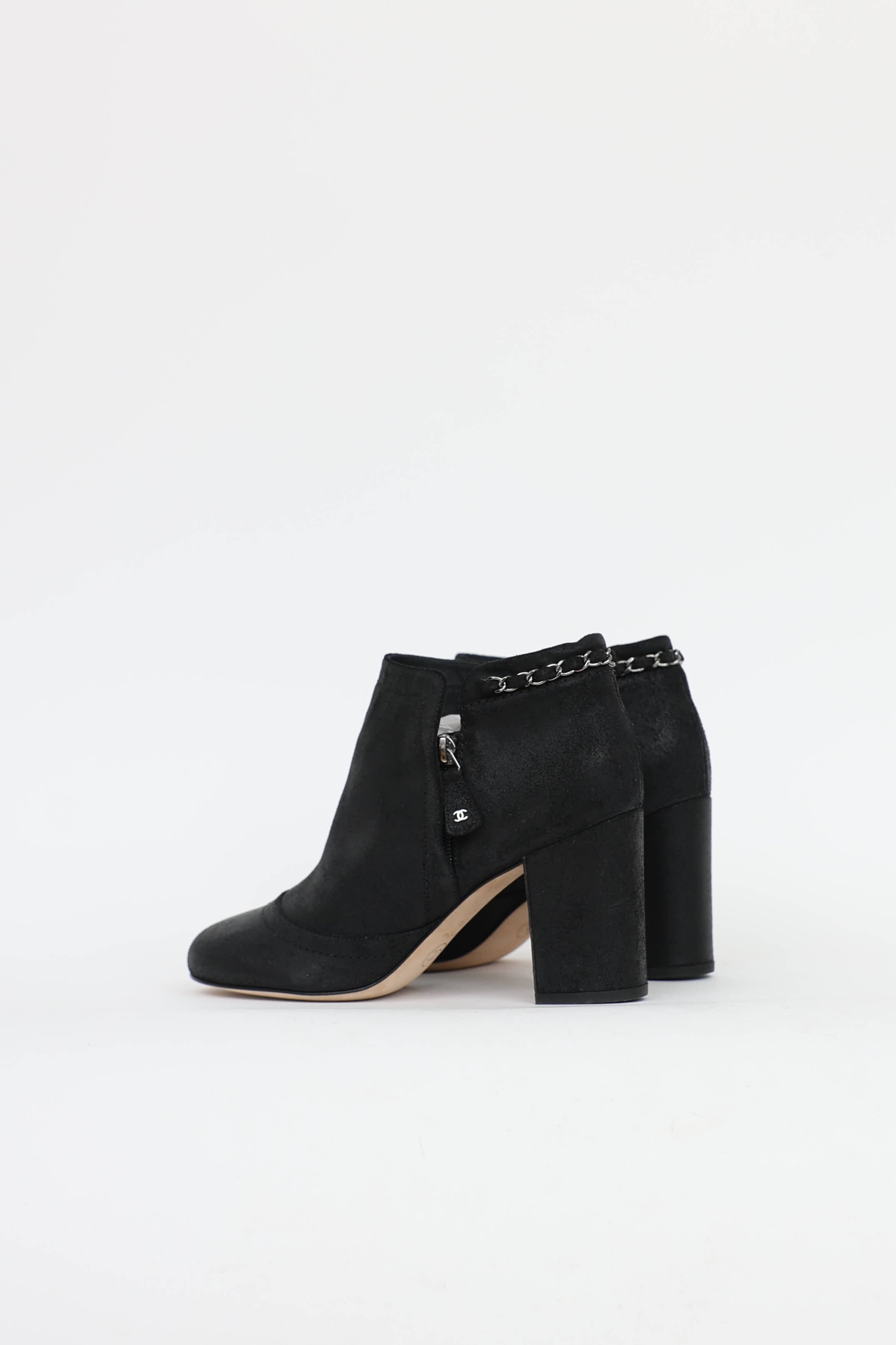 Chanel Suede Chainlink Bootie