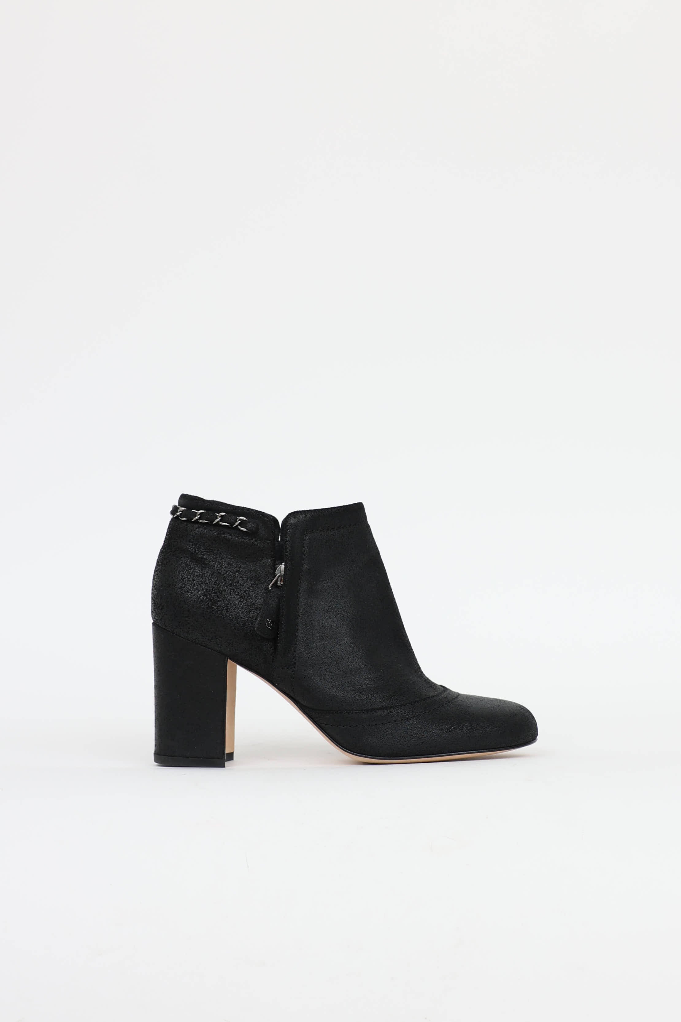 Chanel Suede Chainlink Bootie