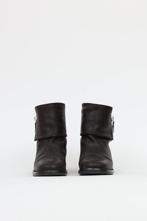 Chanel Distressed Zip Ankle Boot