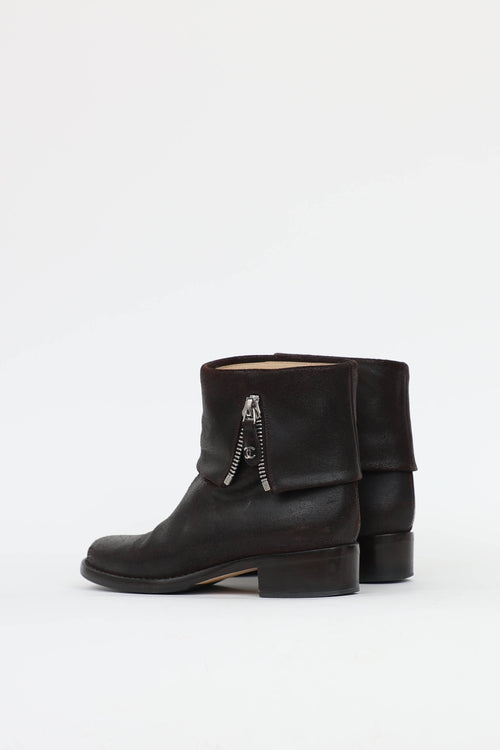 Chanel Distressed Zip Ankle Boot