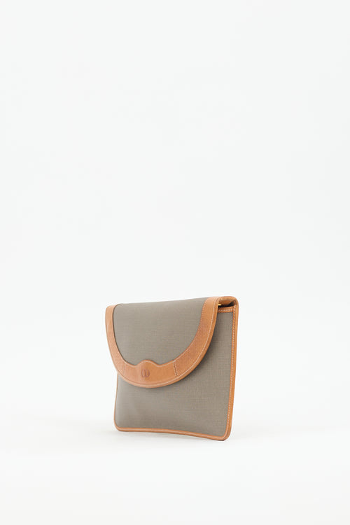 Dior Vintage Grey Canvas & Brown Leather Bag