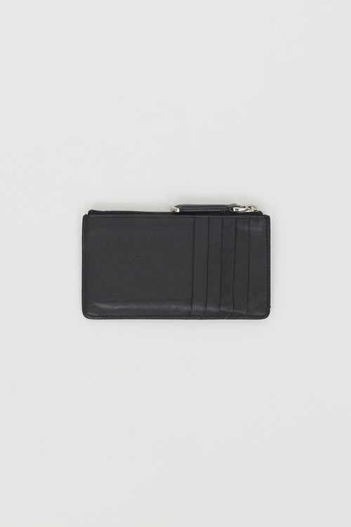 Fendi Black Leather & Fur Monster Zip Cardholder
