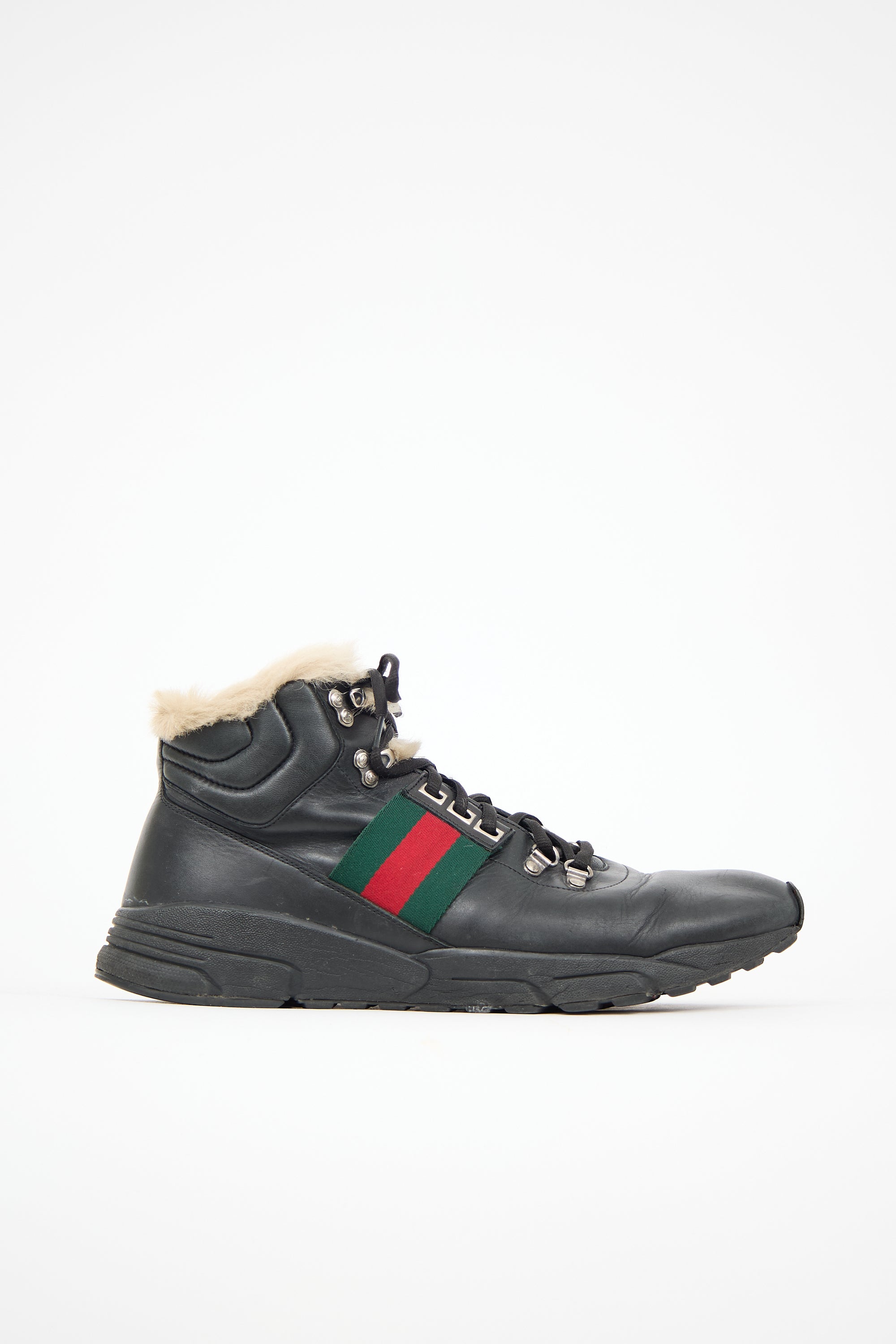 Gucci Leather & Shearling Sneaker
