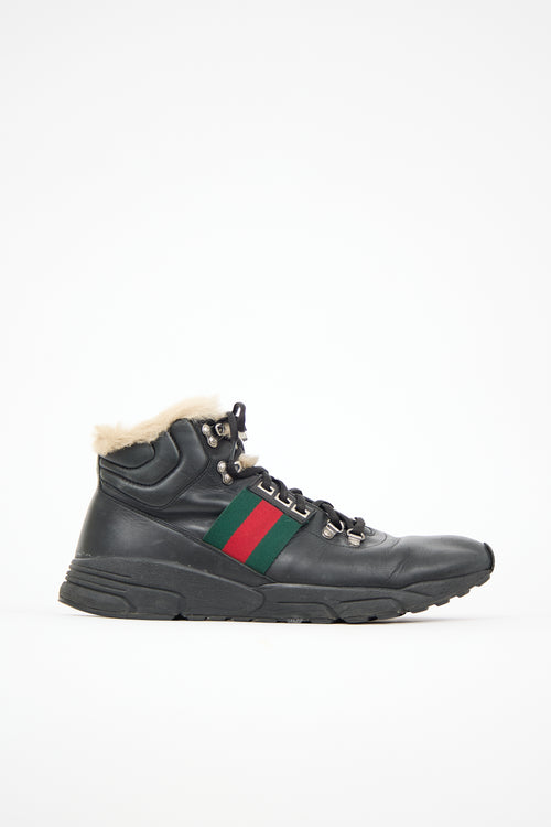 Gucci Leather & Shearling Sneaker