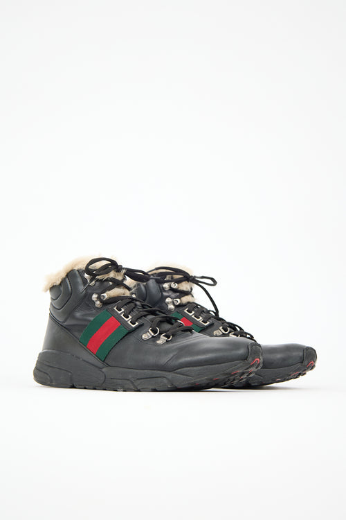 Gucci Leather & Shearling Sneaker