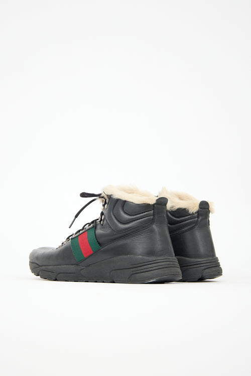 Gucci Leather & Shearling Sneaker