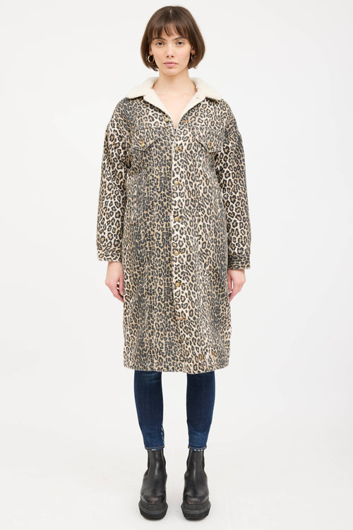 R13 Patterned Shearling Denim Coat