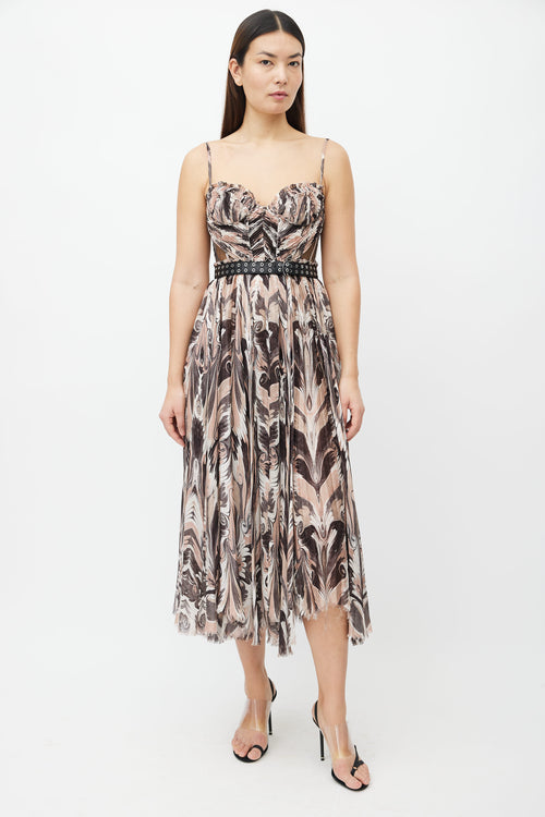 Alexander McQueen Pre-Fall 2017 Pink & Black Print Belted Dress