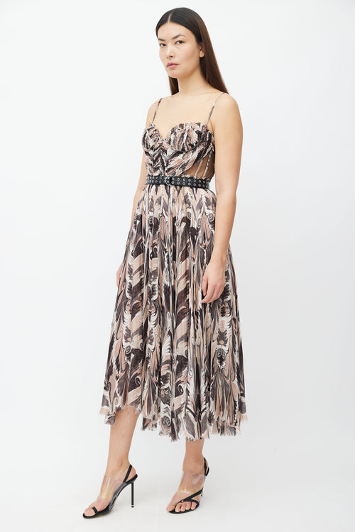 Alexander McQueen Pre-Fall 2017 Pink & Black Print Belted Dress