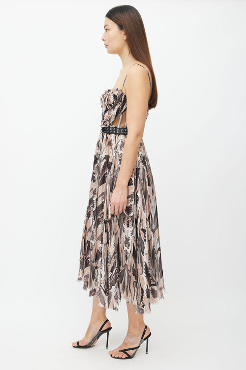 Alexander McQueen Pre-Fall 2017 Pink & Black Print Belted Dress