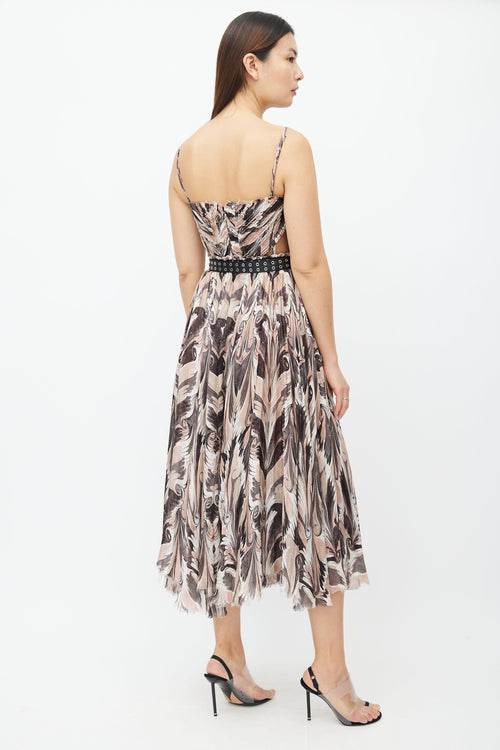 Alexander McQueen Pre-Fall 2017 Pink & Black Print Belted Dress