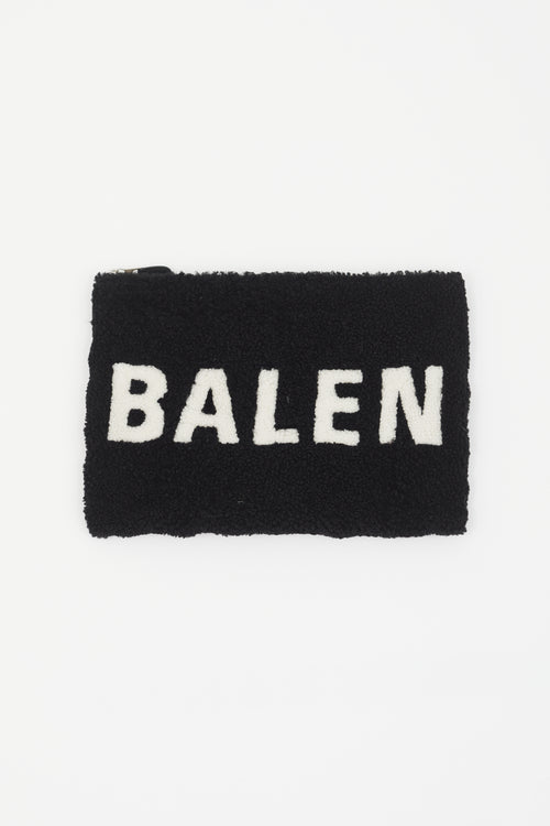 Balenciaga Black & White Sherpa Logo Laptop Case