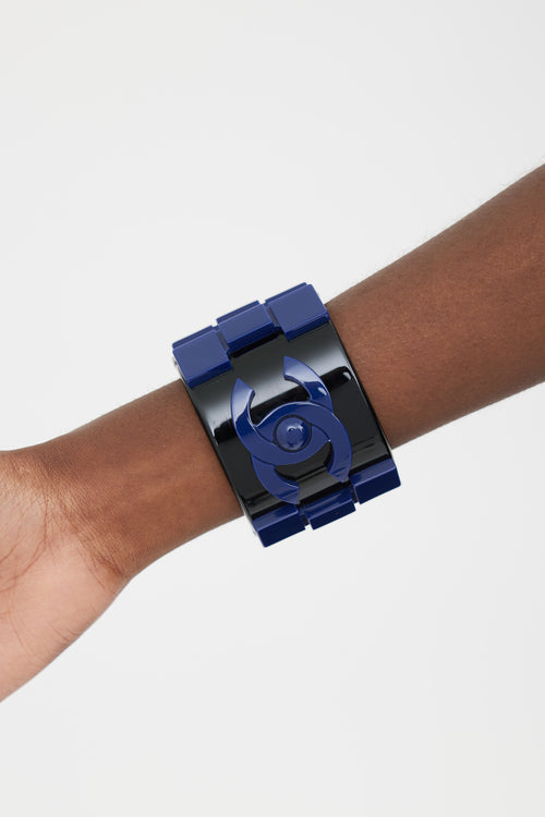 Chanel 2016 Black & Navy Brick Lego  Bracelet