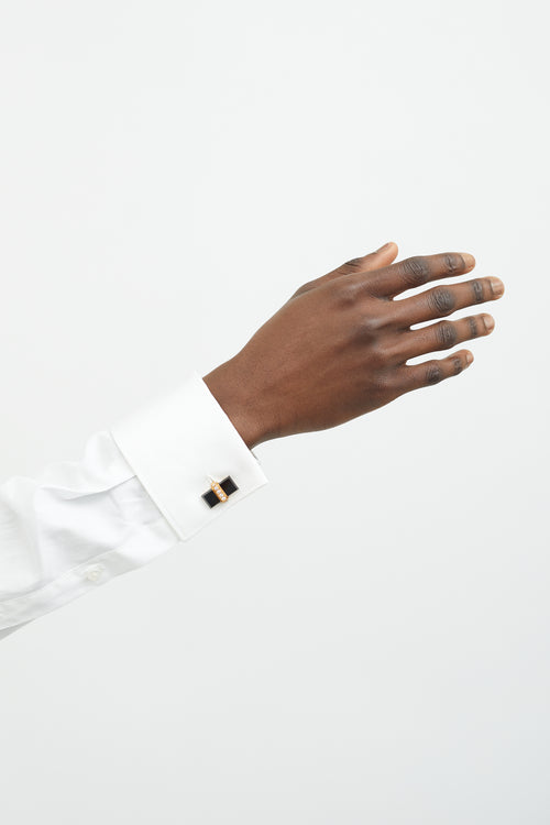 Black Onyx & Gold Deco Cufflink