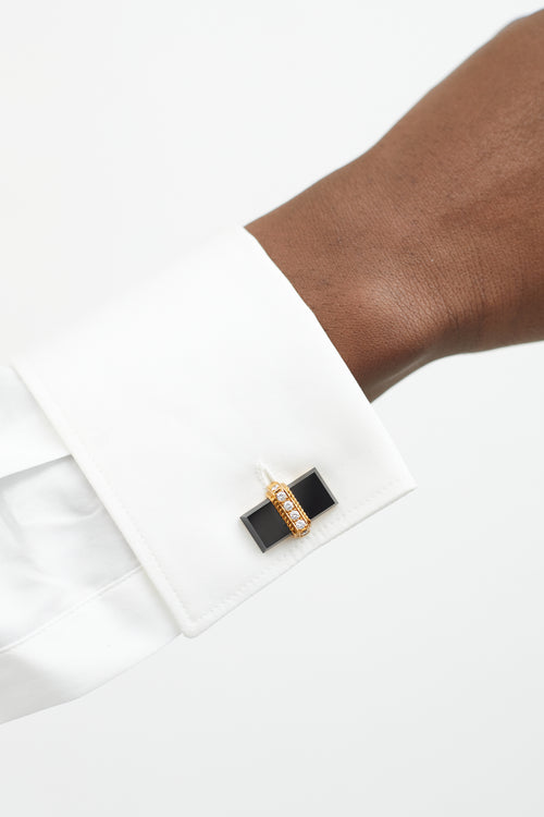 Black Onyx & Gold Deco Cufflink
