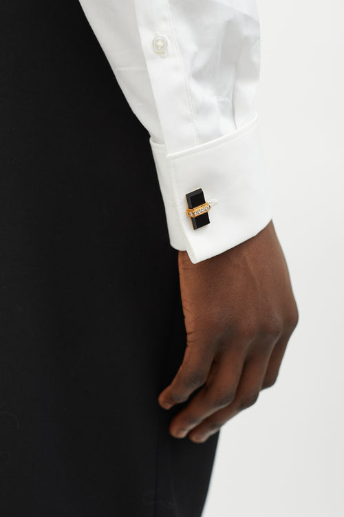 Black Onyx & Gold Deco Cufflink