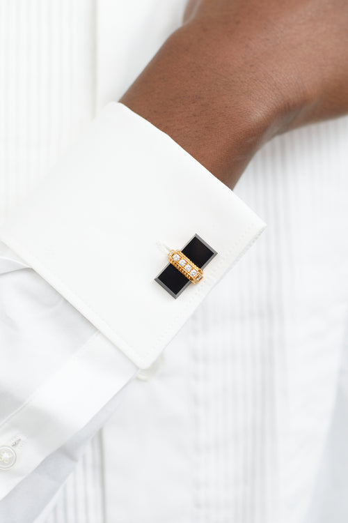 Black Onyx & Gold Deco Cufflink