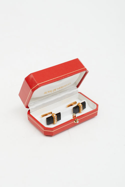 Black Onyx & Gold Deco Cufflink